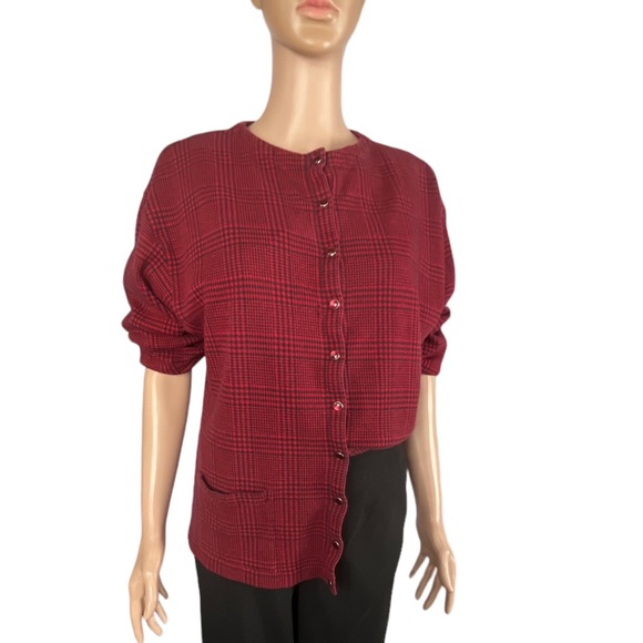 Gap Vintage Mock-Neck Snap-Front Shacket, Red Black | L - Picture 4 of 12